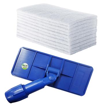 Imagem de Kit Suporte Lt Limpa Tudo + 10 Unidades da Fibra Branca Para Limpeza Leve De vidros, cristais, porcelanas, inox, fórmica