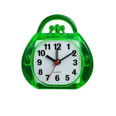 Imagem de Relógio de Mesa Despertador Analógico Quartz Alarme de Cabeceira Despertador de Mesa para Quarto e Escritório | Relógio com Alarme Ajustável e Design Moderno (Verde B)