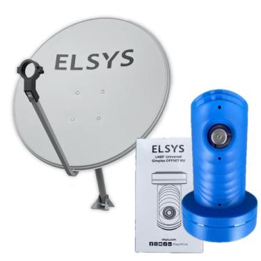 Imagem de Antena Digital Parabólica Elsys Offset Chapa 60cm Ku 5g e Lnbf Simples