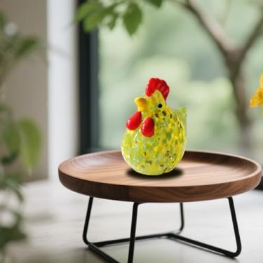 Imagem de Estatueta de vidro de galinha Liuli Gugu - Frango decorativo feito à mão para casa, escritório ou presente - Arte de vidro elegante (amarelo)