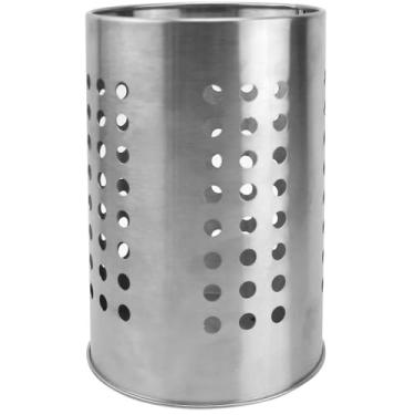 Imagem de Porta Talheres de Cozinha Inox Organizador Moderno e Escorredor Redondo para Bancada e Gaveta(Prata Inox 18Cm)
