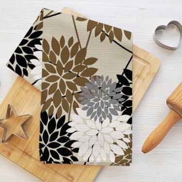 Imagem de Toalhas de cozinha de flores vintage, toalha de mão macia absorvente, panos de prato de waffle para cozinha, banheiro, sala de estar, casa, presentes de inauguração de casa para mulheres, mãe, tia, 6