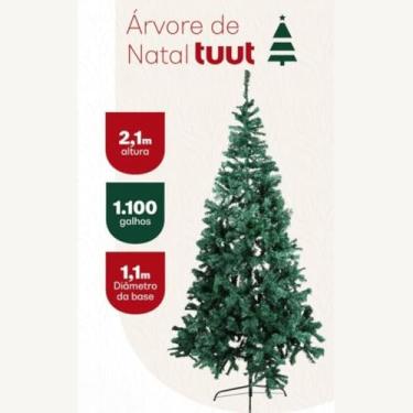 Imagem de Árvore de Natal Pinheiro Premium 2.10m com 1100 Galhos Realistas e Base de Ferro Resistente Verde Montagem Fácil e Durável para Decoração Natalina Mágica