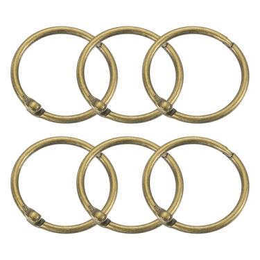 Imagem de Anéis de cortina de chuveiro, 6 peças - Ganchos de cortina de chuveiro redondos de aço carbono, anéis de encadernação de folhas soltas de 3 cm para varões de cortina de chuveiro (Bronze)