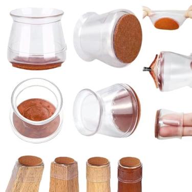 Imagem de 16 peças de protetores de piso de perna de cadeira, capas de silicone, almofadas de móveis, almofadas de feltro para evitar arranhões e ruídos, adequado para pernas de mesa tamanho 1,3-2,3 cm