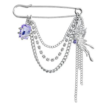 Imagem de Broche de segurança com correntes penduradas, pingentes decorativos punk gótico, broches, broche para suéter, vestido, saia, alfinetes, alfinetes, emo, Small, Metal, Sem Pedra Preciosa