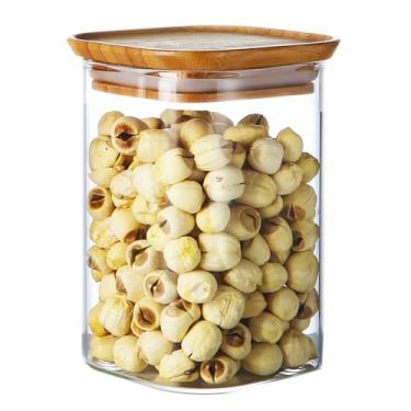 Imagem de Pote De Vidro Borossilicato Life Container 650ml Com Tampa De Bambu Hermética Para Armazenamento De Alimentos Secos, Recipiente Transparente, Ideal Para Organização De Cozinha E Despensa