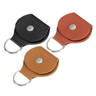 Imagem de Estojo para palhetas de violão, couro artificial, preto, marrom e camelo para guitarra, pacote com 3