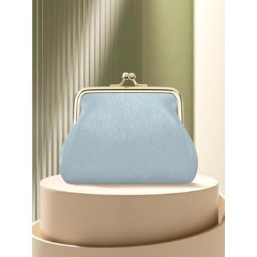 Imagem de Bolsa de moedas, pequena bolsa de couro PU, carteira de moedas com fecho, bolsa de troca de carro para mulheres, homens, crianças e meninas, Azul, Azul
