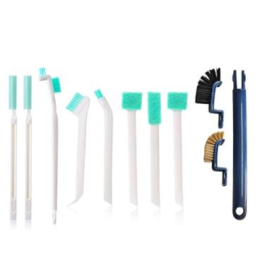 Imagem de 10 peças de escovas de limpeza pequenas para limpeza doméstica, conjunto de ferramentas de limpeza de fendas para trilhos de janela, umidificador ranhurado, garrafa de carro, teclado de vaso sanitário