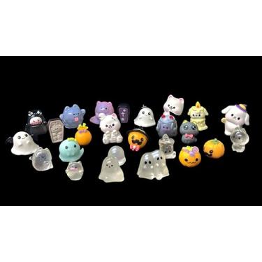 Imagem de Mini ornamentos de resina fantasma, conjunto de estatuetas em miniatura de Halloween, enfeites fofos para fazer garrafas, faça você mesmo, decoração de artesanato de paisagem de aquário de peixes, 25