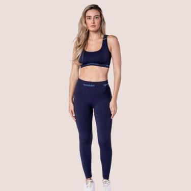 Imagem de Calça Fitness Legging Speedo Feminina Academia Sem Costura, Marinho