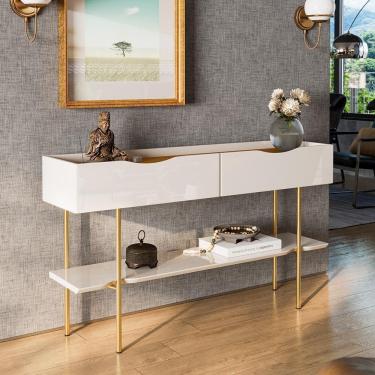 Imagem de Aparador Sala De Estar Ou Jantar Cairo C- 2 Gavetas C- Pés De Ferro - Lukaliam Móveis