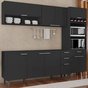 Imagem de Armário De Cozinha Cp02 Para Pia 180cm Pérola Z34 Preto - Mpozenato