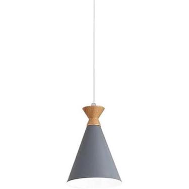 Imagem de Lâmpada Pedat Pequena Estilo Macaro Design Nórdico Luzes Penduradas Modernas Abajur De Metal E Madeira E27 Luminárias De Iluminação Decorativas De Teto De Varanda De Cab, Natural Gray