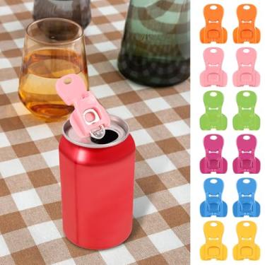 Imagem de Conjunto de abridor de lata manual colorido fácil de plástico abridor de latas fácil superfície lisa bordas arredondadas proteção de dedo aderência confortável para abertura de bebidas (12)