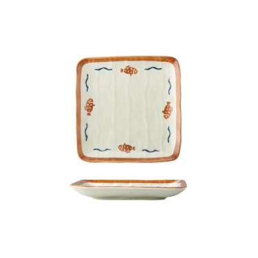 Imagem de Bandeja retangular de cerâmica binaural de cor sólida para uso doméstico, requintada e resistente a altas temperaturas, bandeja quadrada de 20 cm