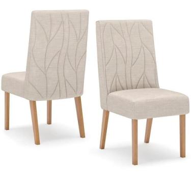 Imagem de Kit 2 Cadeiras Sala De Jantar Eloa Suede Linho Henn Suede Linho - MÓVE