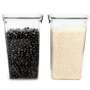 Imagem de Porta Mantimentos, Potes 1.450 Litros para Arroz Feijão Açúcar Café Biscoitos Doces Bolachas 2 Peças Potes Empilháveis