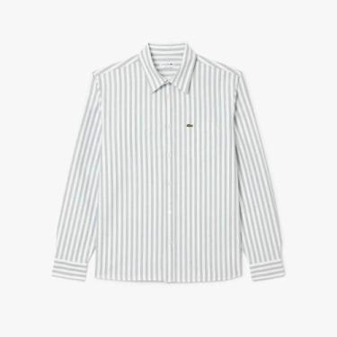 Imagem de Camisa Oxford Listrada com Caimento Regular - LACOSTE, 42, Verde, Bran