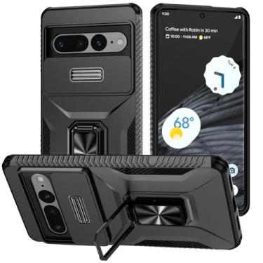 Imagem de Capa para Pixel 7 Pro, com capa de lente de câmera deslizante, protetor de tela HD, suporte de anel giratório de 360°, capa protetora à prova de choque de grau militar AYMECL para Google Pixel 7 Pro