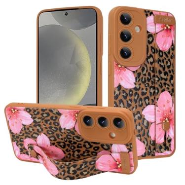 Imagem de MOWIME Capa para Samsung Galaxy S24 com alça de pulso, linda flor floral, leopardo, estampa de guepardo, capa de telefone TPU macio para mulheres e meninas, capa slim fit com pulseira ajustável