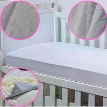 Imagem de Capa Impermeável Para Colchão De Berço Confortável Anti Xixi Branco