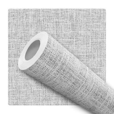 Imagem de Papel de Parede Adesivo Cinza Efeito Tecido Linho Moderno 3m - Deliqua