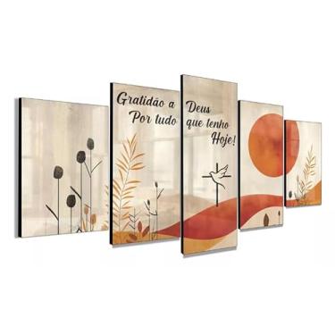 Imagem de Kit quadro decorativo 5 peças 95x60cm Decorativo Minimalista Gratidão
