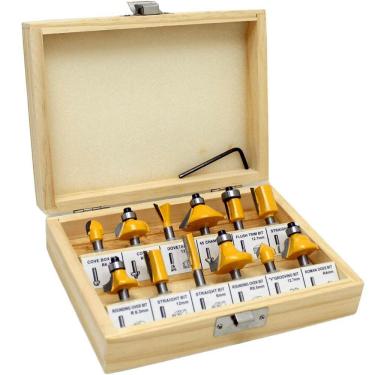 Imagem de Conjunto De Fresas Profissional Para Madeira Tupia Com 12 Peças