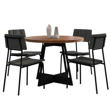 Imagem de Conjunto Sala De Jantar Guatemala 4 Cadeiras Carraro Grafite/preto/nogal