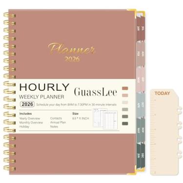 Imagem de Agenda grande 2026, agenda semanal e mensal de janeiro de 2025 a dezembro de 2026, agenda diária de trabalho e vida com horários, organizador de agenda A4 para escritório escolar em casa, marrom, 21,6