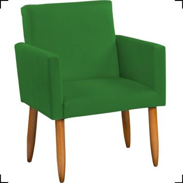 Imagem de Poltrona Decorativa Para Sala Nina Suede Cores Pé Palito Castanho - Verde, Suede