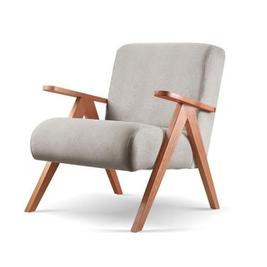 Imagem de Poltrona Braço De Madeira Laguna linho Cinza 101