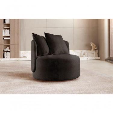 Imagem de Poltrona Redonda Orgânica Moon linho Preto 102