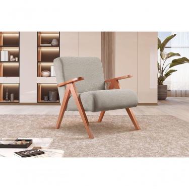 Imagem de Poltrona Braço De Madeira Laguna bouclé Cinza 401