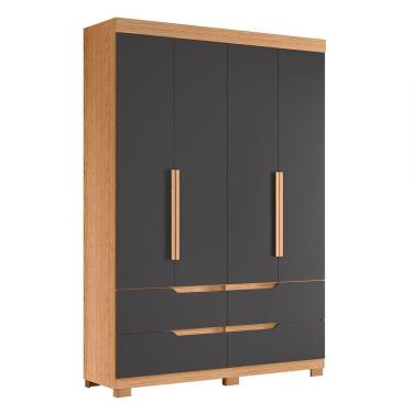 Imagem de Guarda Roupa Solteiro Doble 4 Portas E 4 Gavetas Freijó-titanium - Móveis Albatroz Freijó-titanium