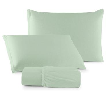 Imagem de Jogo De Cama Lençol Sereno Casal Em Malha Algodão Verde Claro 100% Algodão
