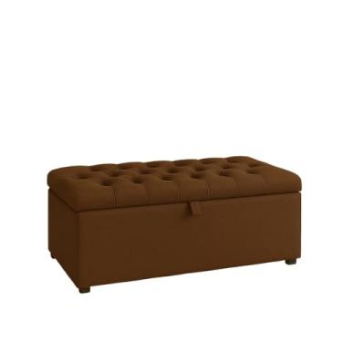 Imagem de Bau organizador Puff Baú pé de cama 90 cm no Organizador e Sapateira (Porta Objetos e Brinquedos)92×42×40cm(Marrom,Tampa Lisa 4 Cm de altura)