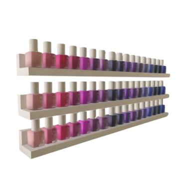 Imagem de Kit 3 Prateleiras Brancas para Esmaltes 60x6x4,5cm - Organização Charmosa