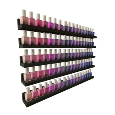 Imagem de Kit 5 Prateleiras Pretas para Esmaltes 60x6x4,5cm - Organização Charmosa