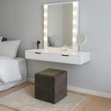 Imagem de Puff Banquinho Quadrado Decorativo Marrom Moderno Em Veludo Com Pés Antiderrapante