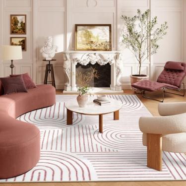 Imagem de Lahome Tapetes abstratos de 15 x 23 cm, tapetes macios laváveis para sala de estar, tapete ultrafino antiderrapante para sala de jantar