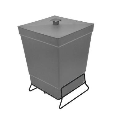 Imagem de Lixeira Para Banheiro De Plástico Com Suporte Apoio Black - Stolf Cinza