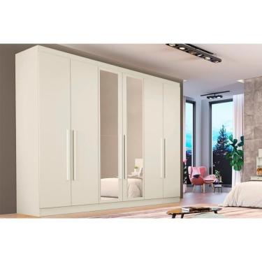 Imagem de Guarda Roupa 6 Portas (2 C/ Espelho) E 6 Gavetas Oslo Off White - Europa