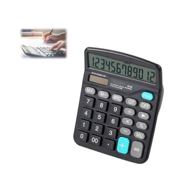 Imagem de Calculadora Calculadora Básica de Potência Dupla de 12 Dígitos Com Grande Display LCD e Botão Sensível Calculadora de Mesa de Dígitos de Potência Bidirecional para Escritório,