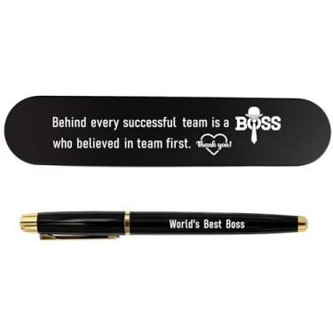 Imagem de TANWIH Presentes Boss Appreciation - Conjunto de caneta de gel "World's Best Boss" - Presente de aniversário, Natal, Dia dos Chefes para homens e mulheres