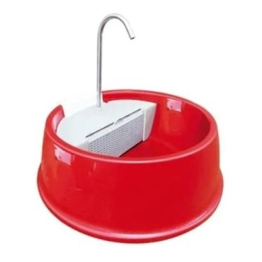 Imagem de Fonte Bebedouro Automático para Cães e Gatos, Vermelho, Bivolt, Dispensador de Água com Filtro