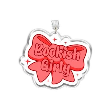 Imagem de MEIYSTICK Amuleto de plugue de poeira com laço feminino Bookish, pingente Kindle feminino, plugue de pó de acrílico tipo C ou relâmpago, pingentes de acessórios Kindle, pingentes de livros Coquette