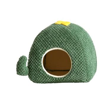 Imagem de WeiLaiKeQi Cama aconchegante para hamster, casinha/esconderijo, habitat de inverno fofo e acolhedor para porquinho-da-índia, cama em forma de caverna para furão, L